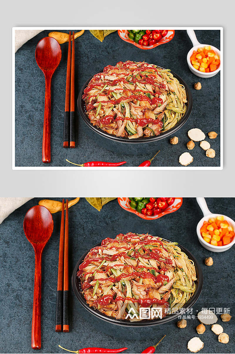 番茄烤肉拌饭美食高清图片素材