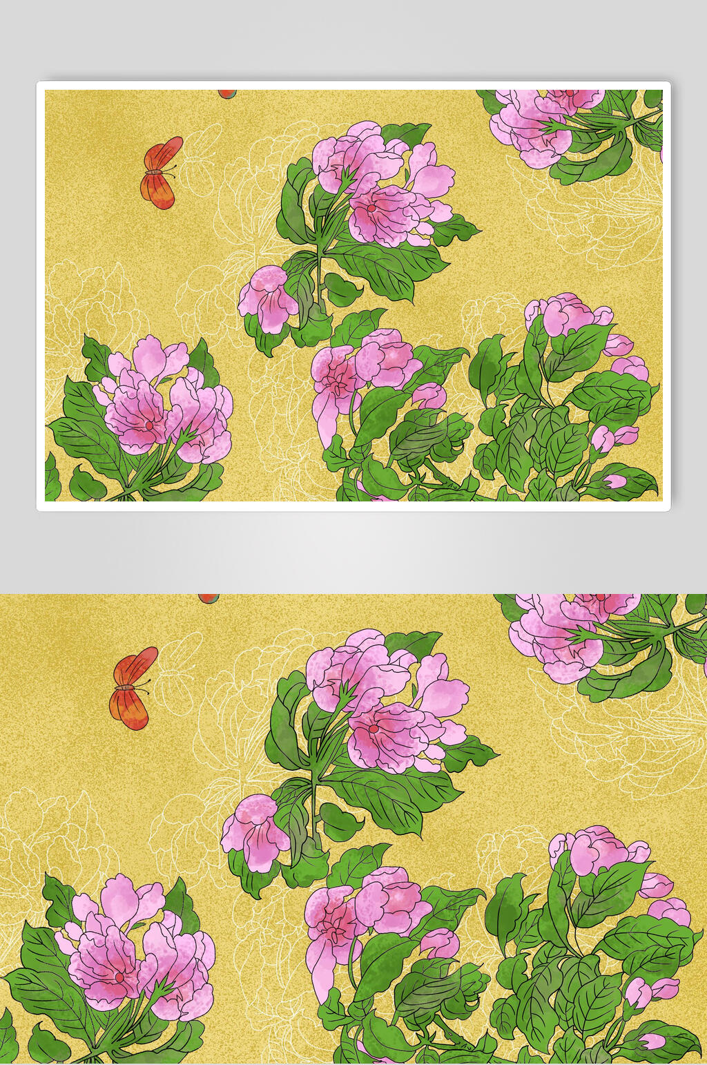 水彩艳丽花鸟工笔画插画元素素材