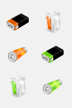 电池开关插头免抠设计元素手电筒标签