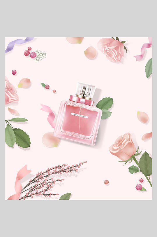粉红淡雅香水海报设计