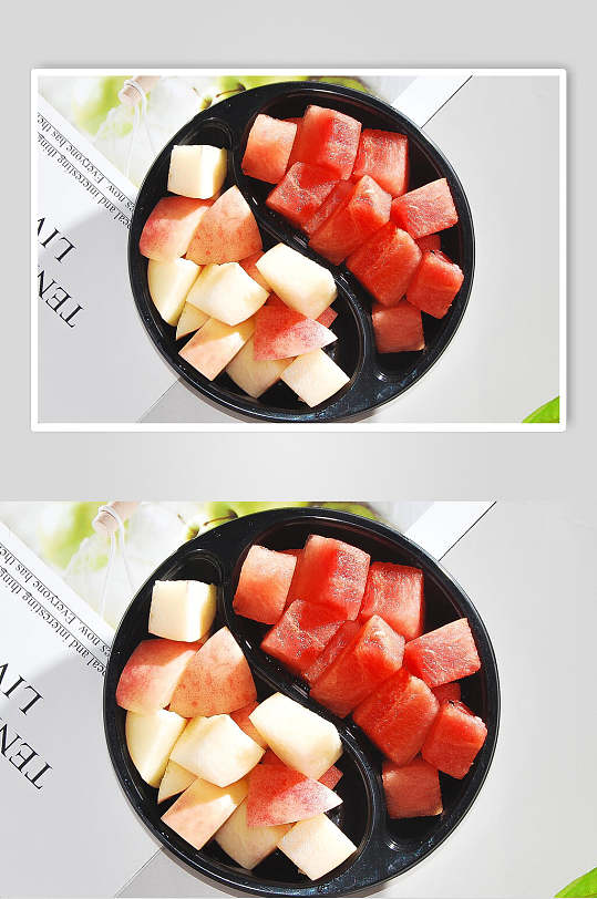 西瓜水蜜桃美食摄影图片