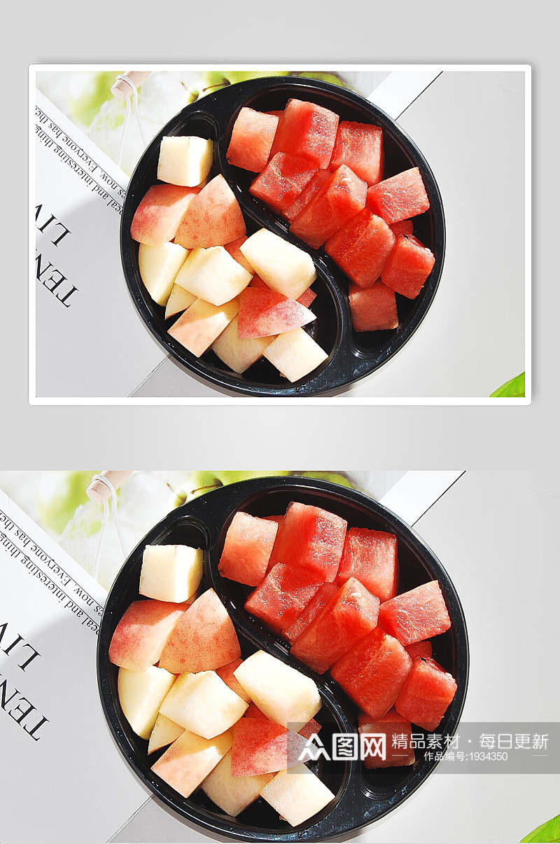 西瓜水蜜桃美食摄影图片素材