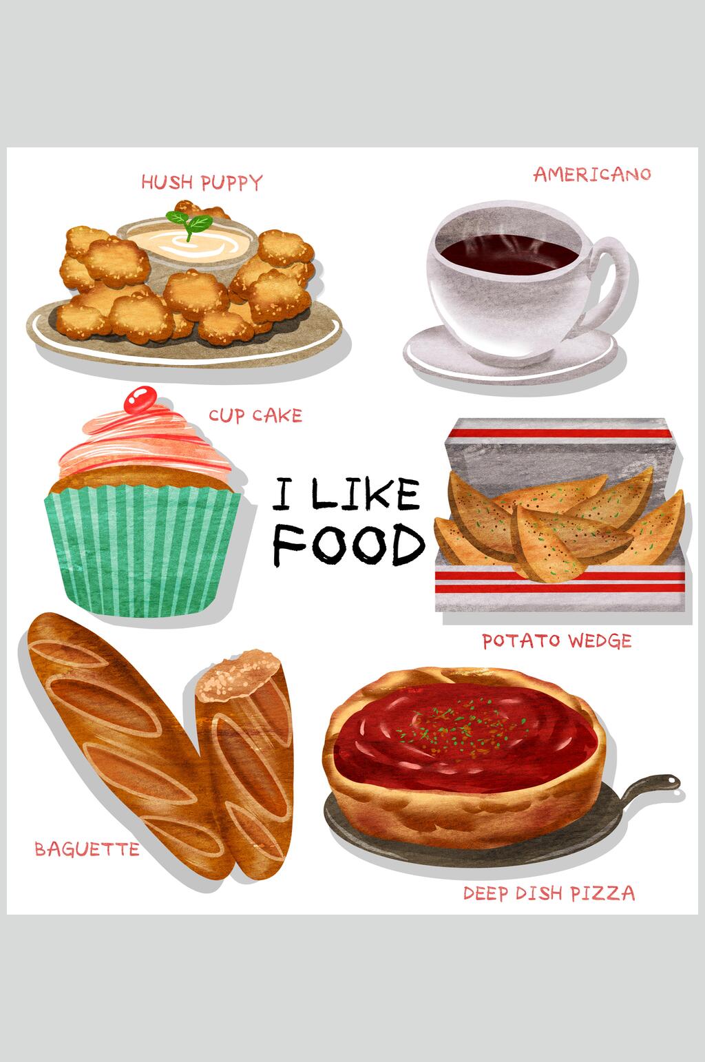 手绘面包咖啡美食设计元素模板下载-编号1943114-众图网