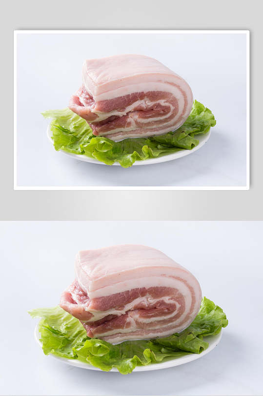清新健康带皮猪肉美食摄影图片
