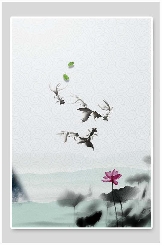 水墨荷叶背景图片-水墨荷叶背景设计素材-水墨荷叶背景模板下载-众图