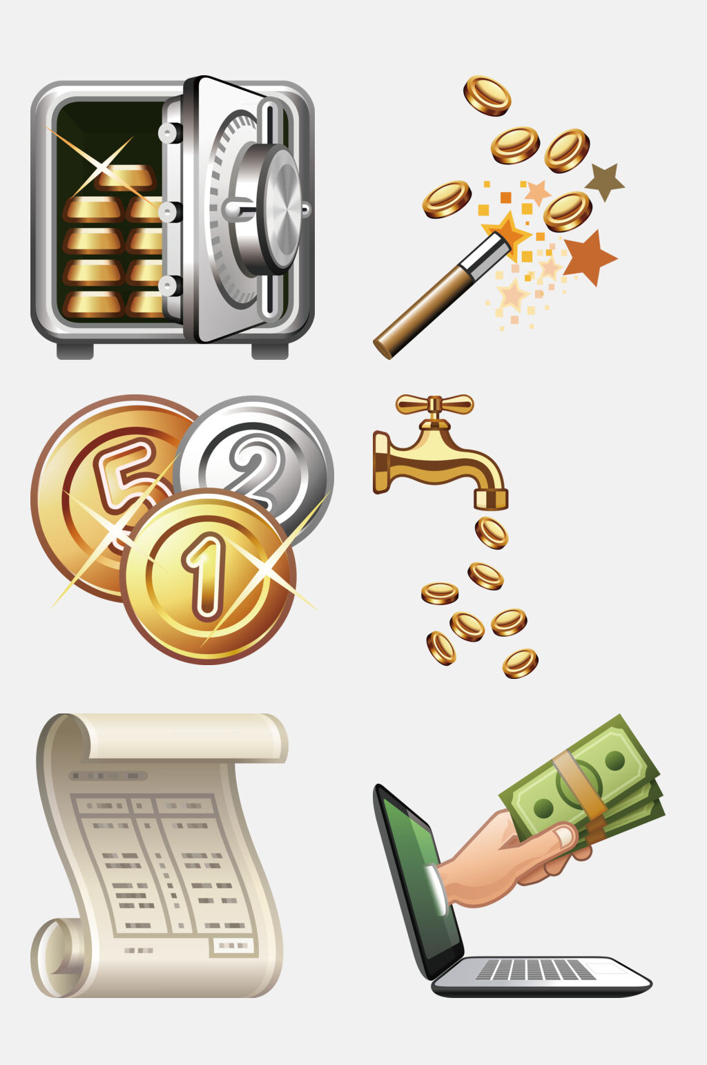 金融钱财免抠设计元素i钞票硬币图标素材
