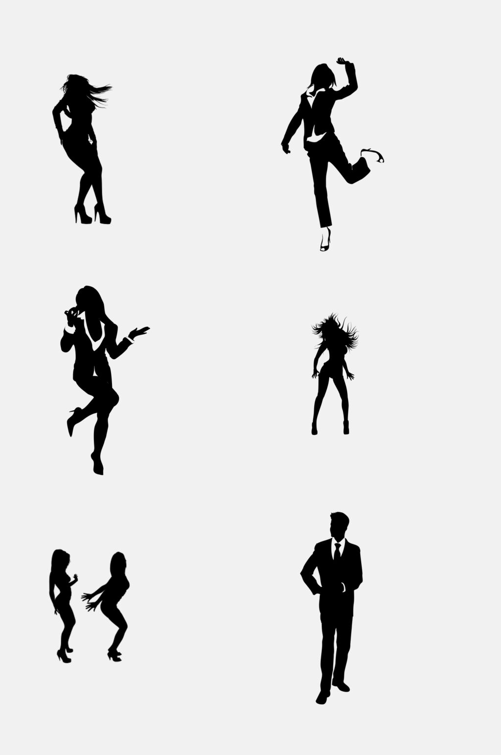 创意黑白人物剪影免抠设计元素模板下载-编号1946304-众图网