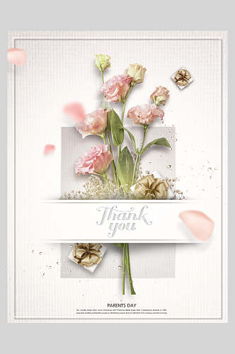 母亲节康乃馨花瓣花卉海报