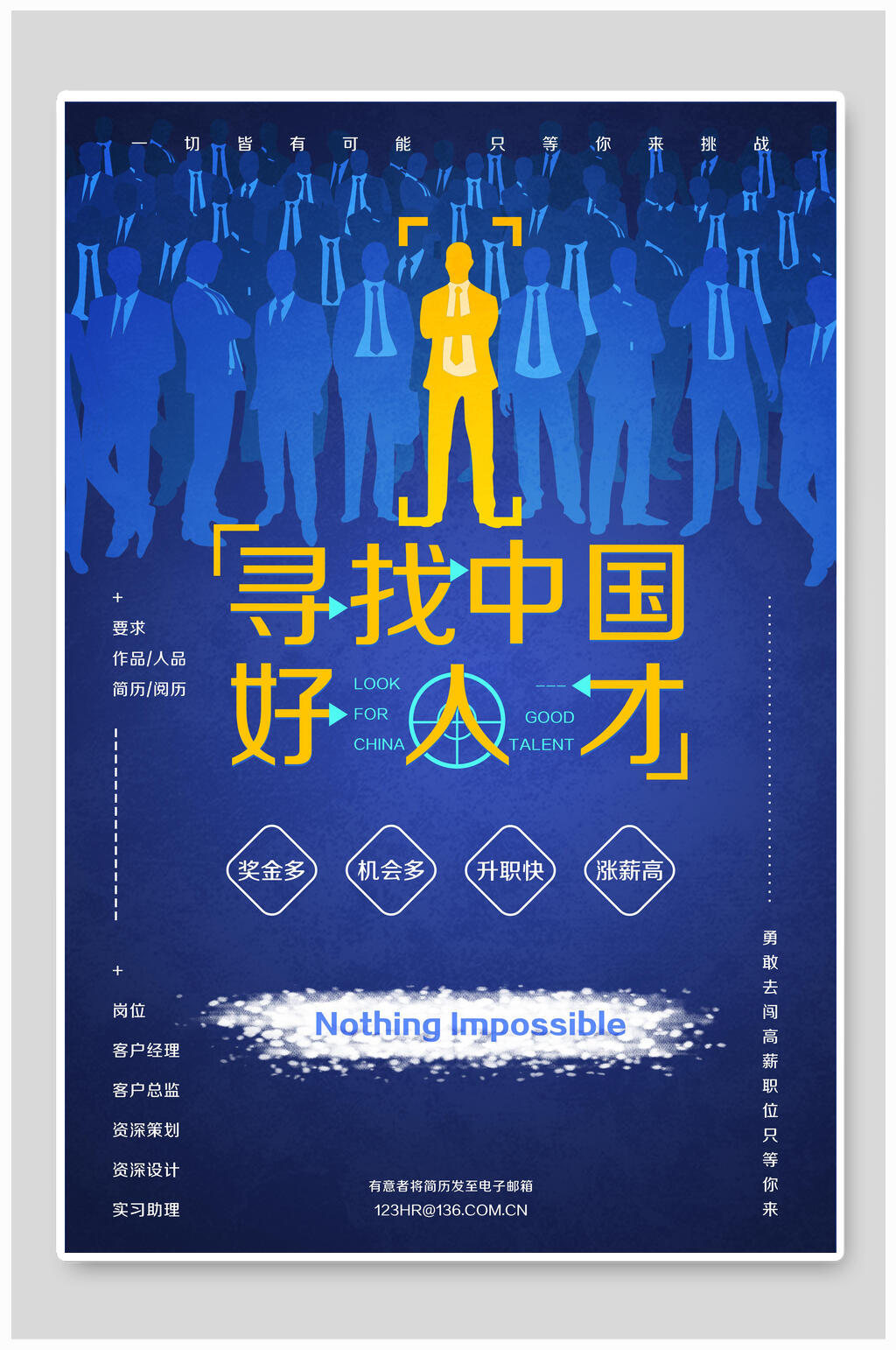 蓝色寻找中国好人才招聘宣传海报素材