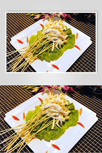海鲜菇烧烤串串美食图片