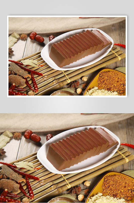 新鲜鸭血烧烤串串美食摄影图片