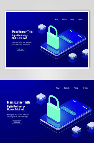科技互联网设计素材蓝底锁屏技术