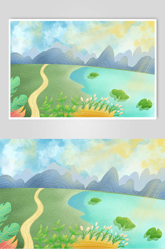 山水花鳥工筆畫插畫元素