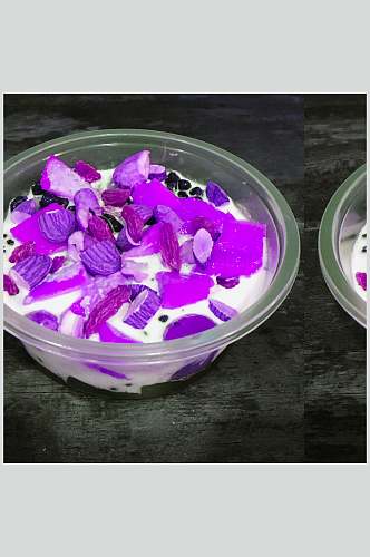 紫色水果捞美食摄影图片
