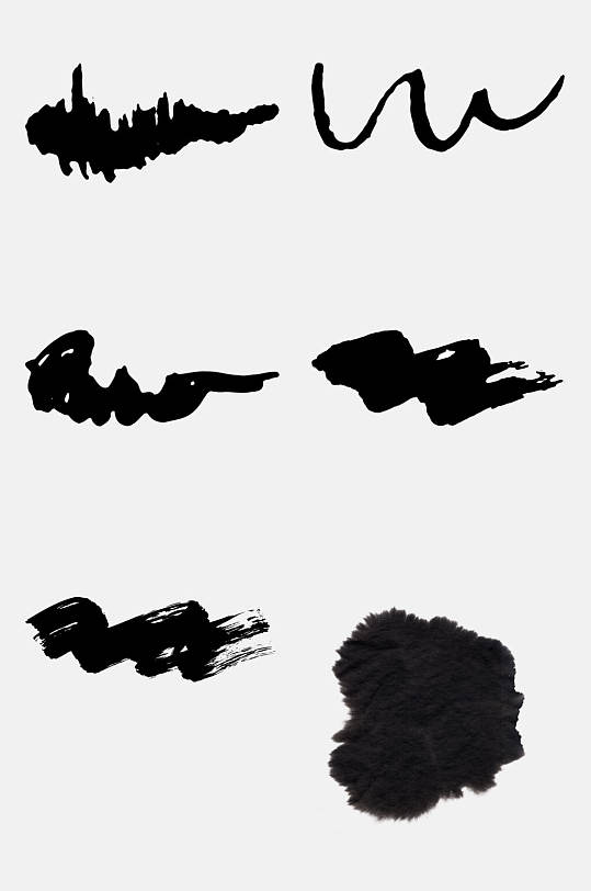 毛笔墨迹免抠设计元素墨团云纹