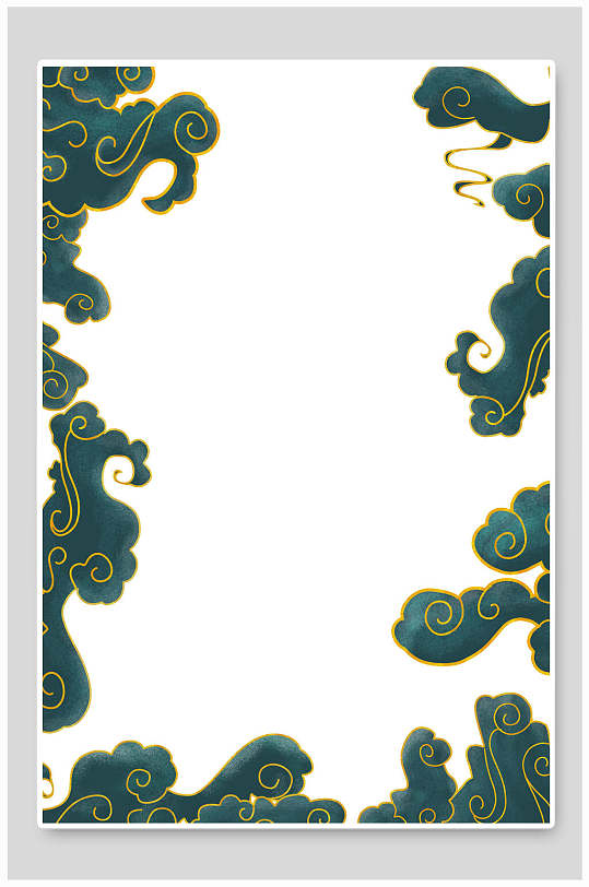 中国风背景烫金云纹海浪免抠背景