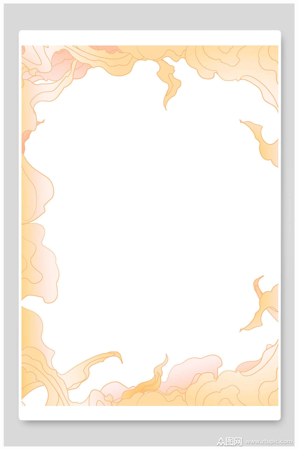 中国风背景淡黄云纹免抠背景海报