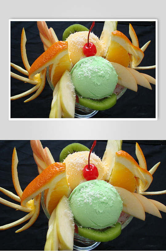 冰淇淋水果捞美食摄影图片