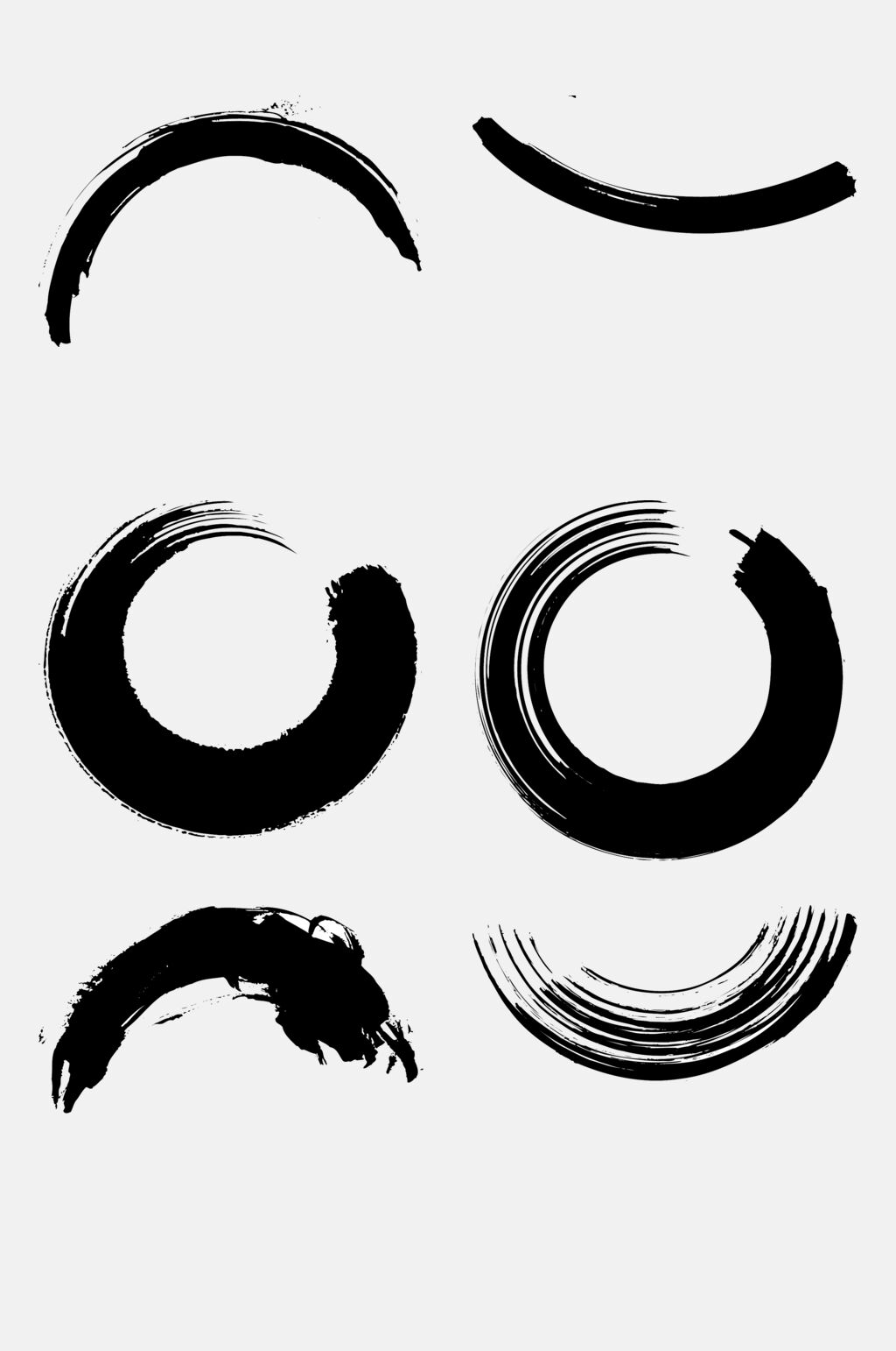 毛笔墨迹免抠设计元素圆圈半弧形墨迹