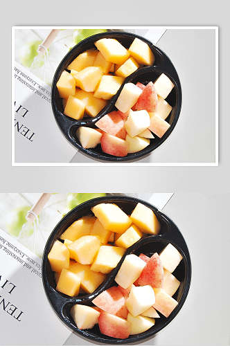 水蜜桃哈密瓜美食摄影图片
