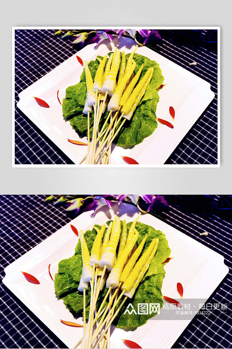 新鲜竹笋烧烤串串美食图片素材