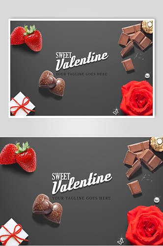 情人节设计素材情人节巧克力玫瑰花礼品