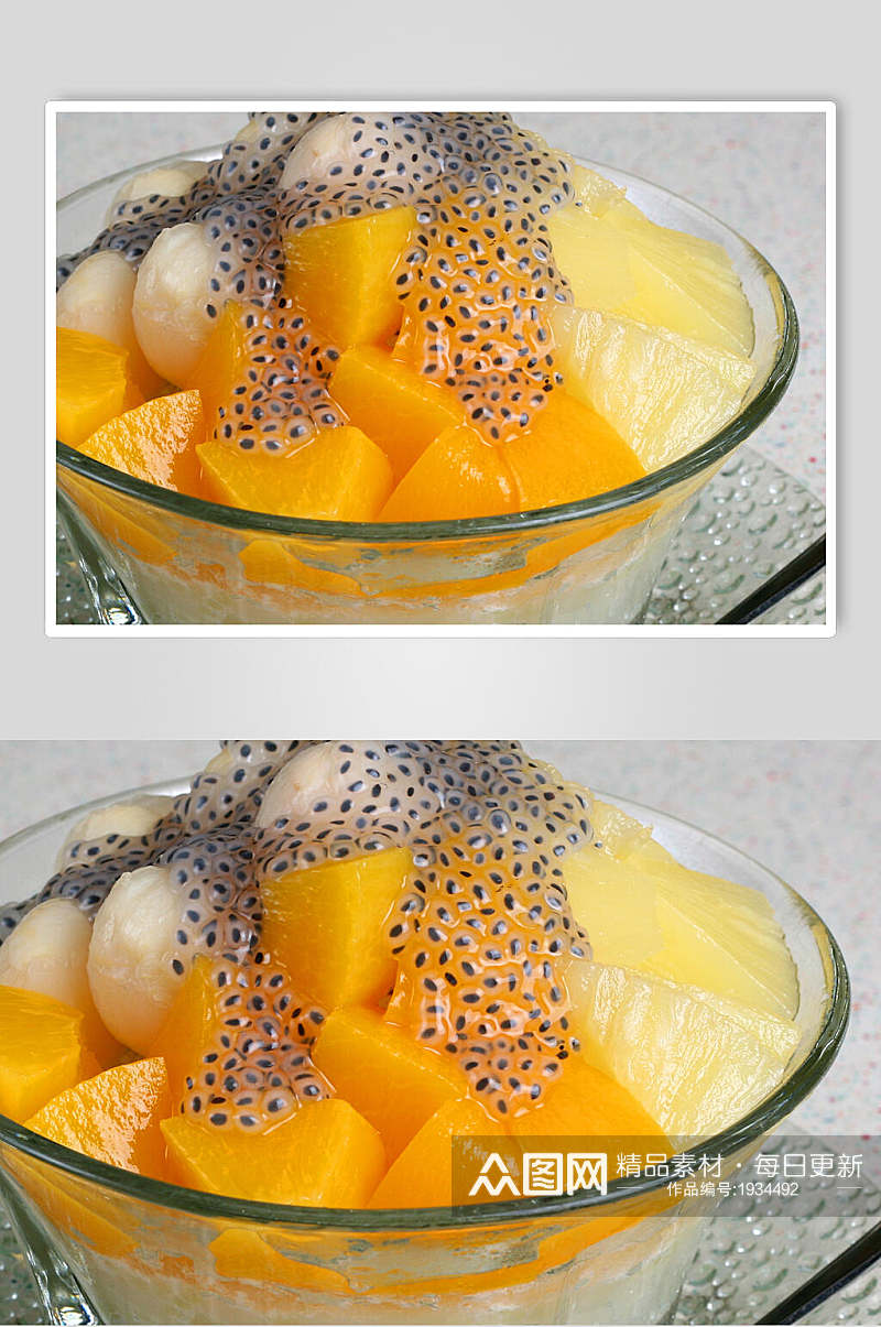 美味芒果西米露水果捞高清图片素材