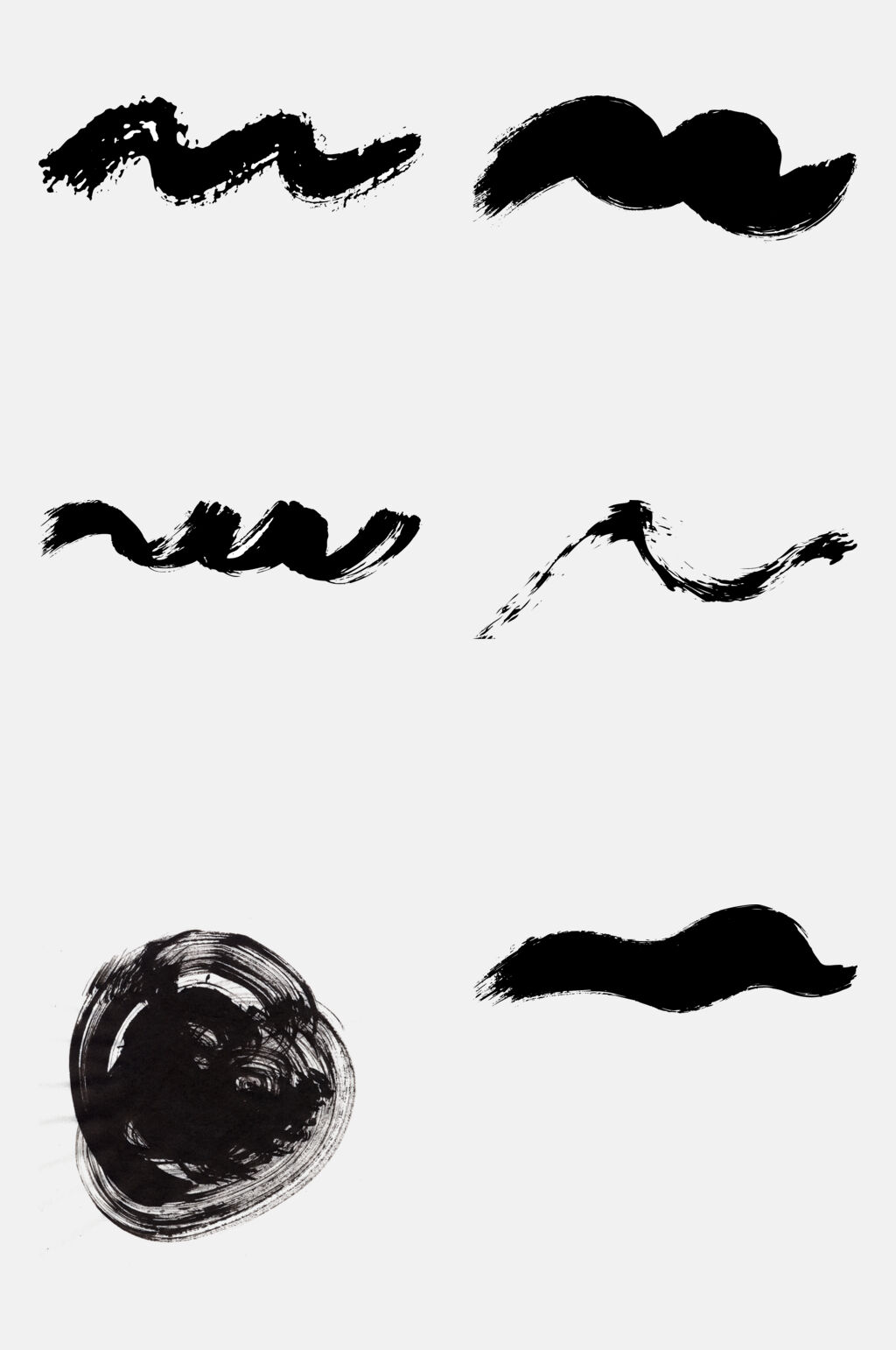 毛笔墨迹免抠设计元素点圈波浪纹素材