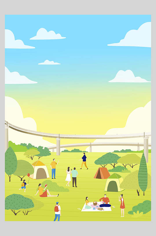 夏日旅行户外活动插画海报