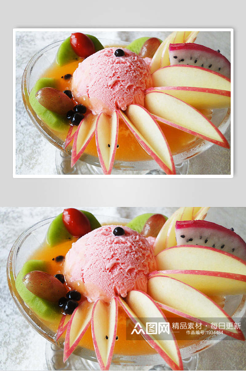 创意冰淇淋水果捞高清图片素材