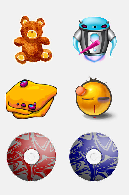 免抠设计元素飞碟表情食品小标识