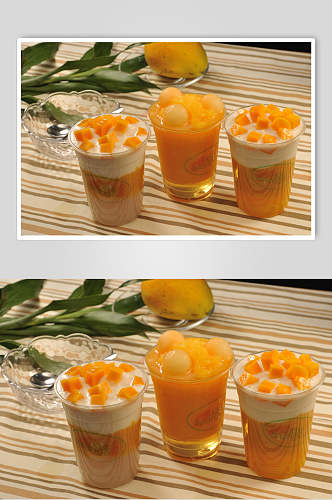 芒果奶茶水果捞美食摄影图片
