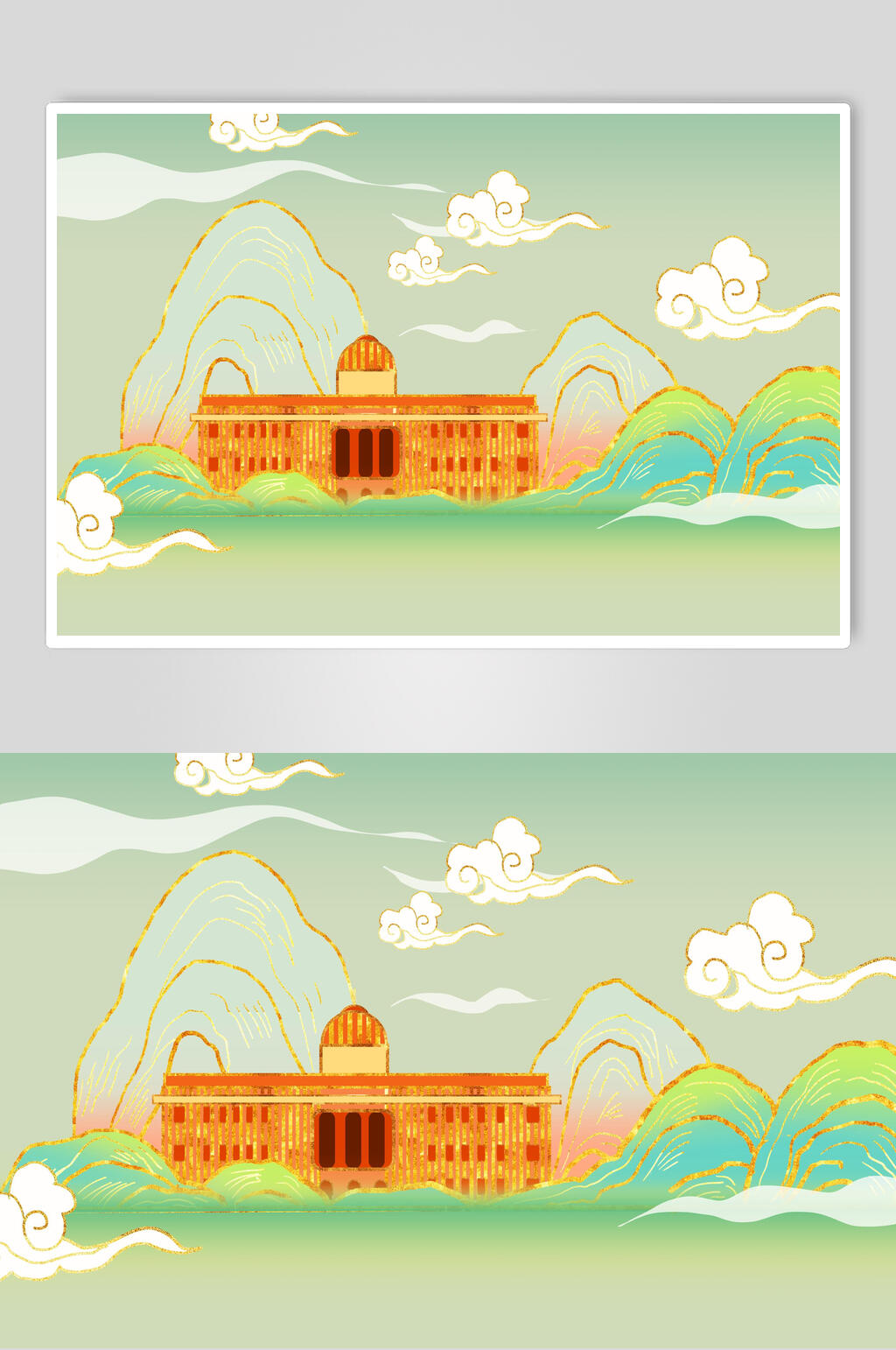 国潮外滩地标建筑插画素材素材