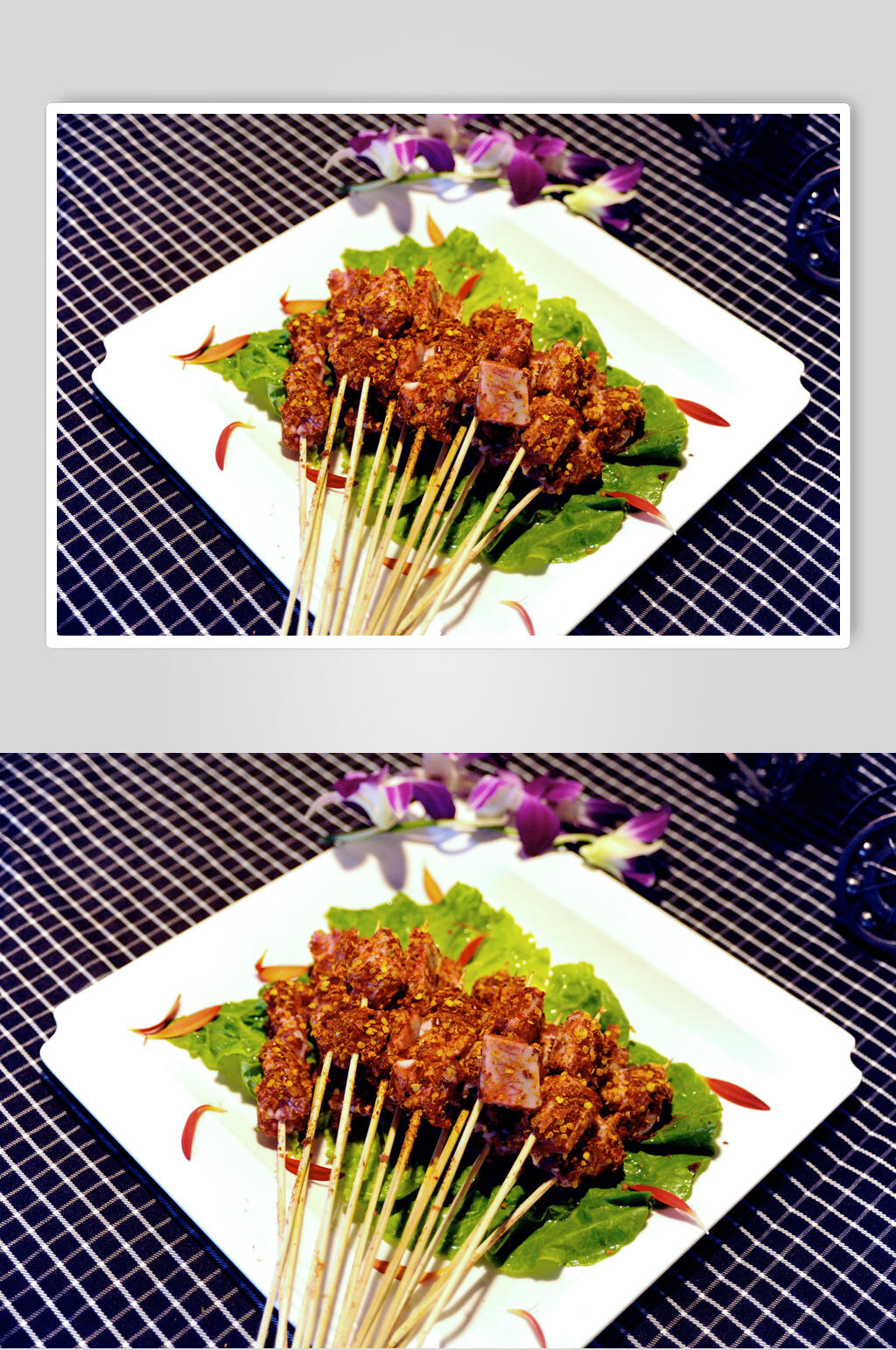 新鲜香辣牛肉烧烤串串美食图片素材