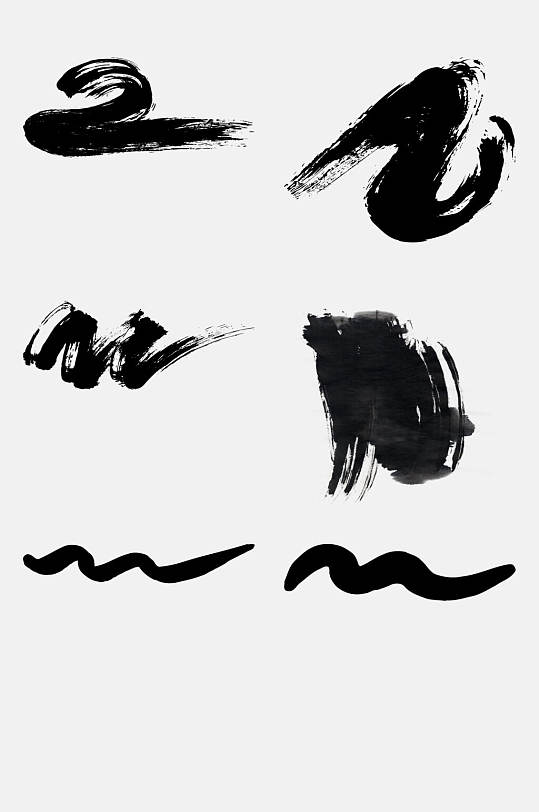 毛笔墨迹免抠设计元素涂鸦波浪云纹