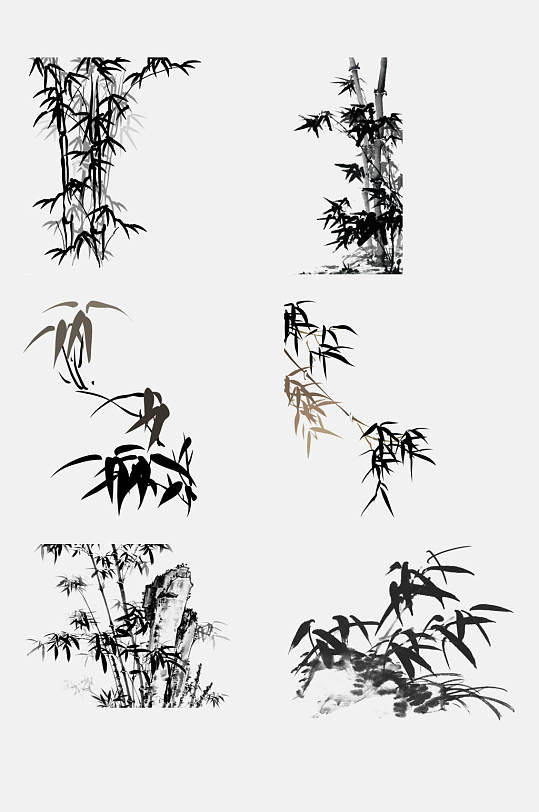 水墨竹子免抠设计元素竹子和竹叶