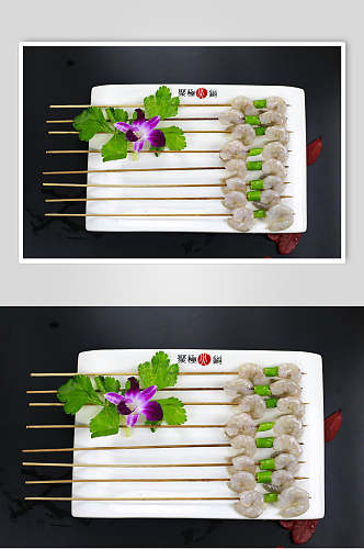 白虾烧烤串串美食摄影图片
