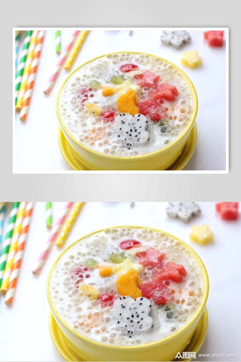 火龙果水果捞美食摄影图片