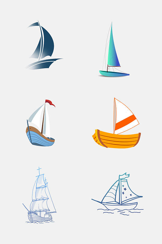 简约帆船免抠画册设计元素