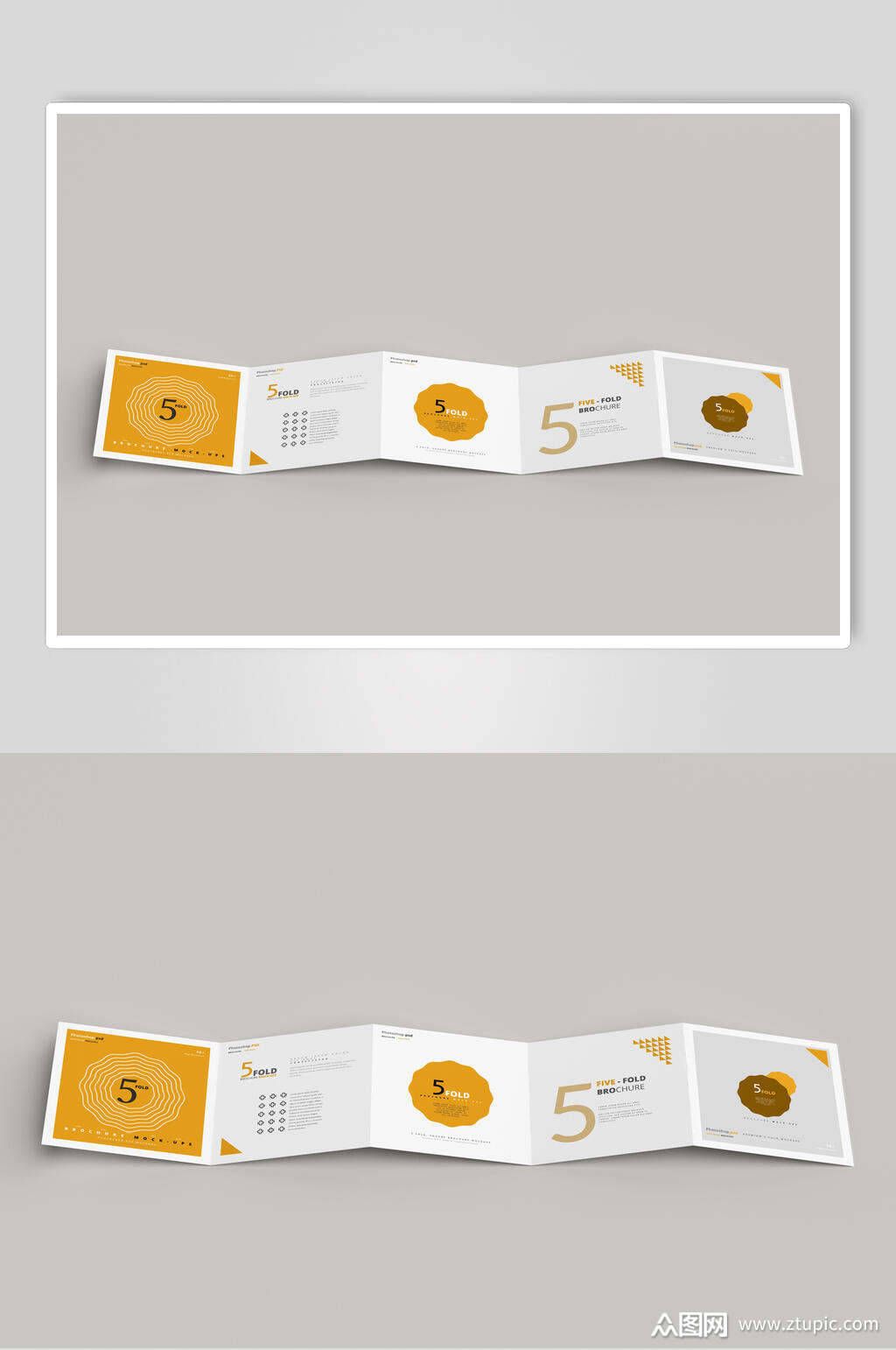 方形五折页贴图效果图样机模板下载-编号1941515-众图网