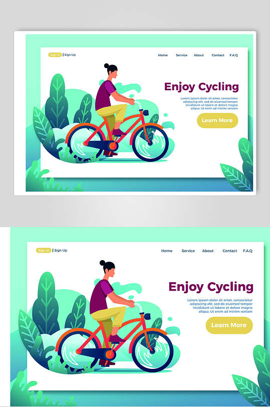 扁平化插画户外运动户外骑行生活休闲