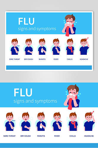 医疗插画预防感冒流感病毒