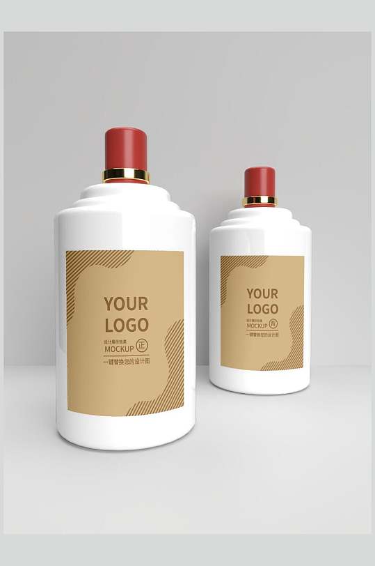 白色极简白酒样机贴图效果图样机