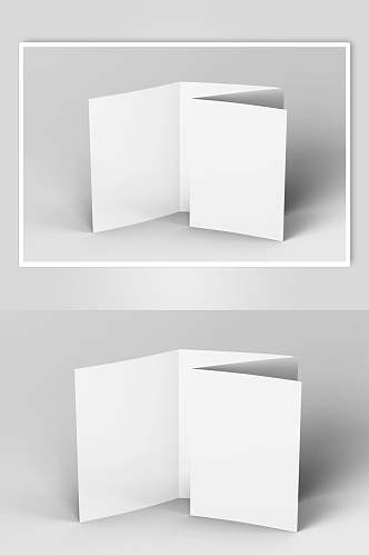 白色纸张双折页贴图样机