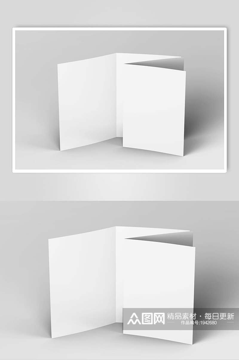 白色纸张双折页贴图样机素材