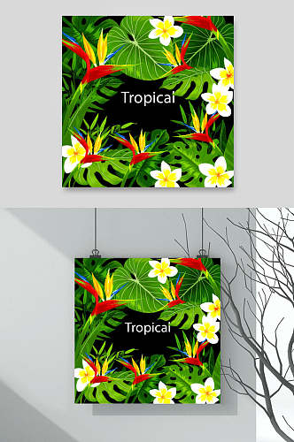百合水仙热带植物设计元素