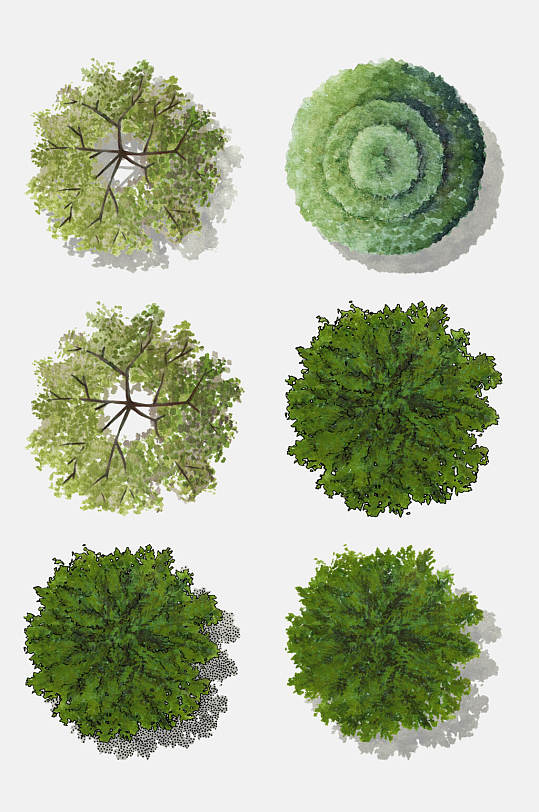 简约手绘树木免抠绿色设计元素