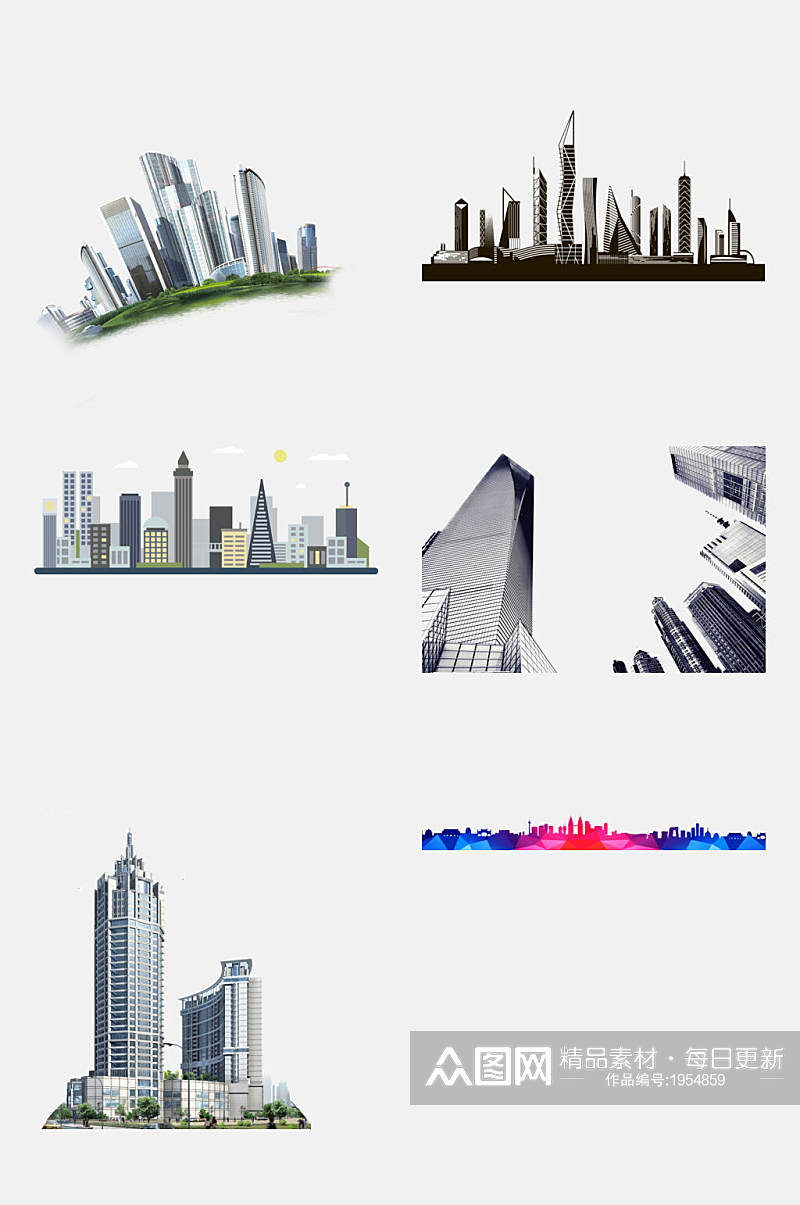 建筑免抠元素城市高楼城市剪影素材