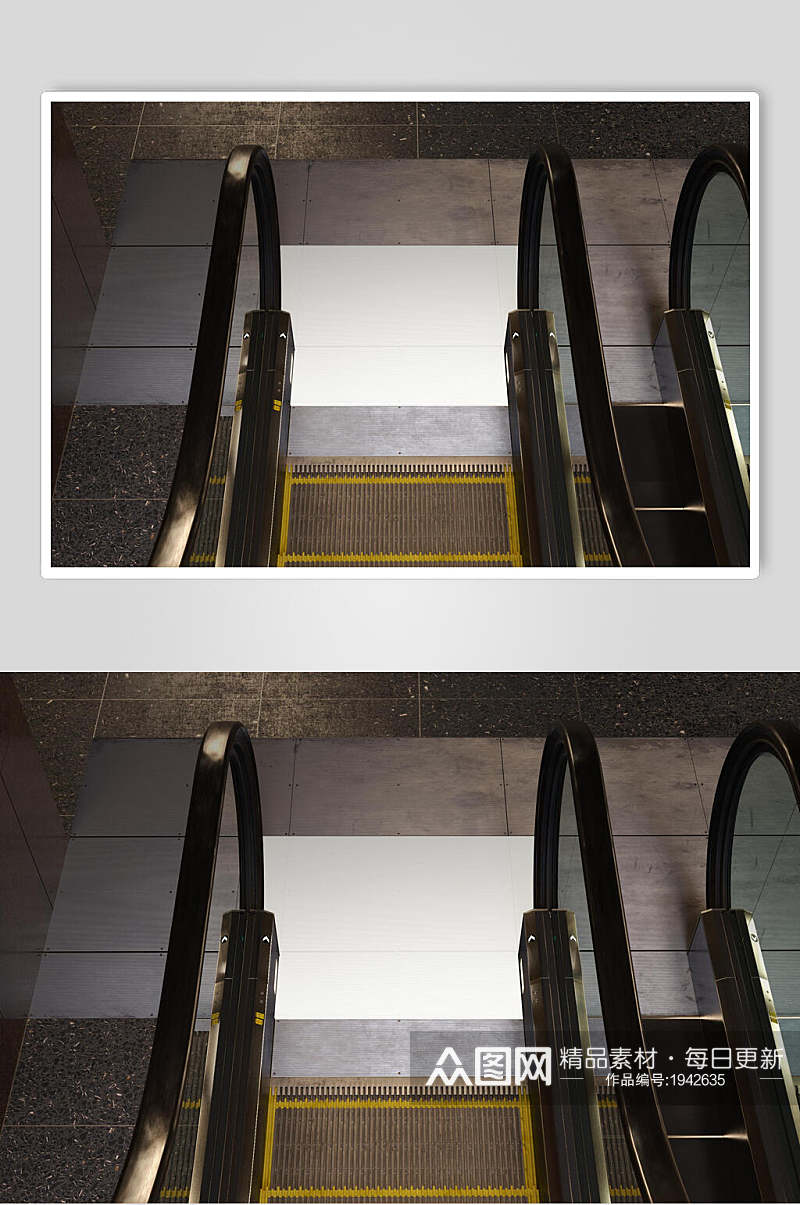 简约地铁楼梯灯箱广告样机效果图素材