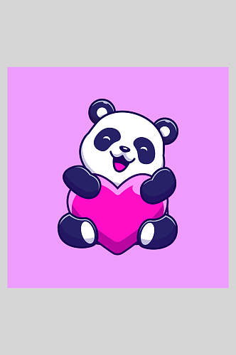 卡通熊猫紫色卡通熊猫爱心熊猫